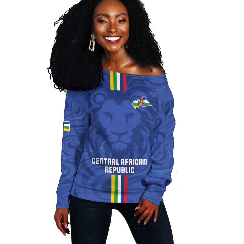 Custom Central African Republic Football Off Shoulder Sweater Allez Les Fauves LT15