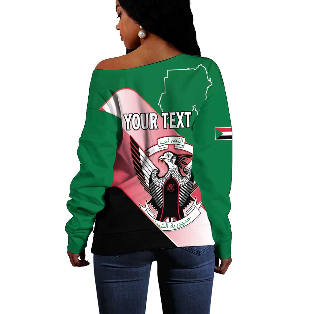 Personalized Sudan Off Shoulder Sweater Coat Of Arms Flag Style LT15