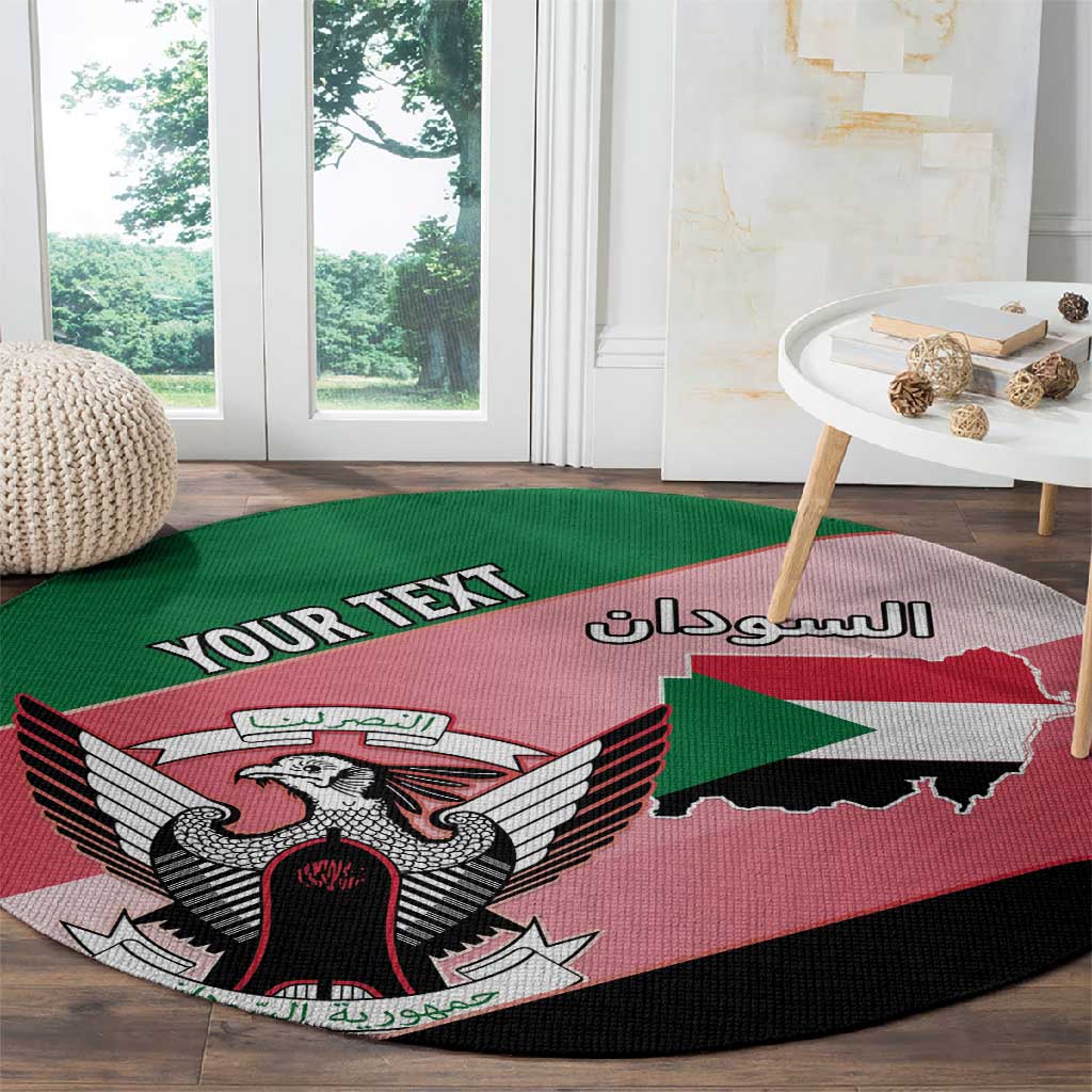 Personalized Sudan Round Carpet Coat Of Arms Flag Style LT15