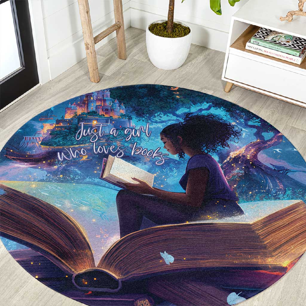 Black Girls Book Lovers Round Carpet So Many Books - So Little Time LT15