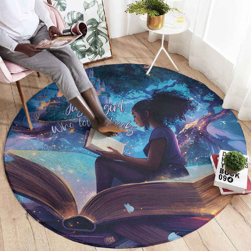 Black Girls Book Lovers Round Carpet So Many Books - So Little Time LT15