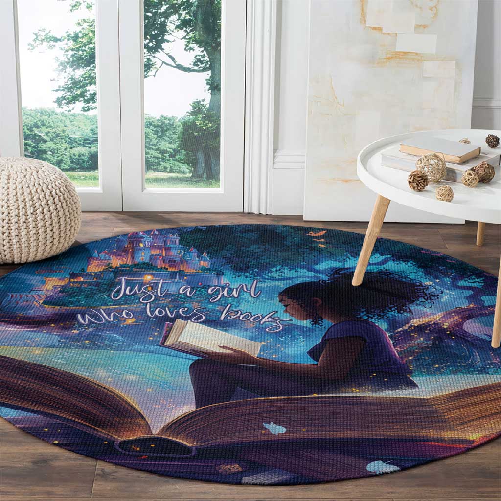 Black Girls Book Lovers Round Carpet So Many Books - So Little Time LT15