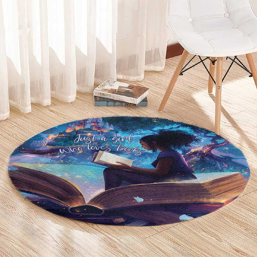 Black Girls Book Lovers Round Carpet So Many Books - So Little Time LT15