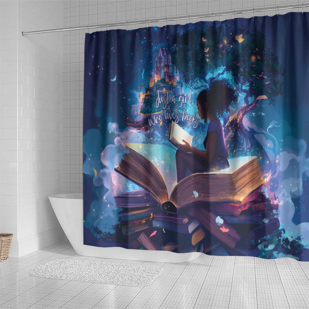Black Girls Book Lovers Shower Curtain Just A Girl Who Loves Books LT15