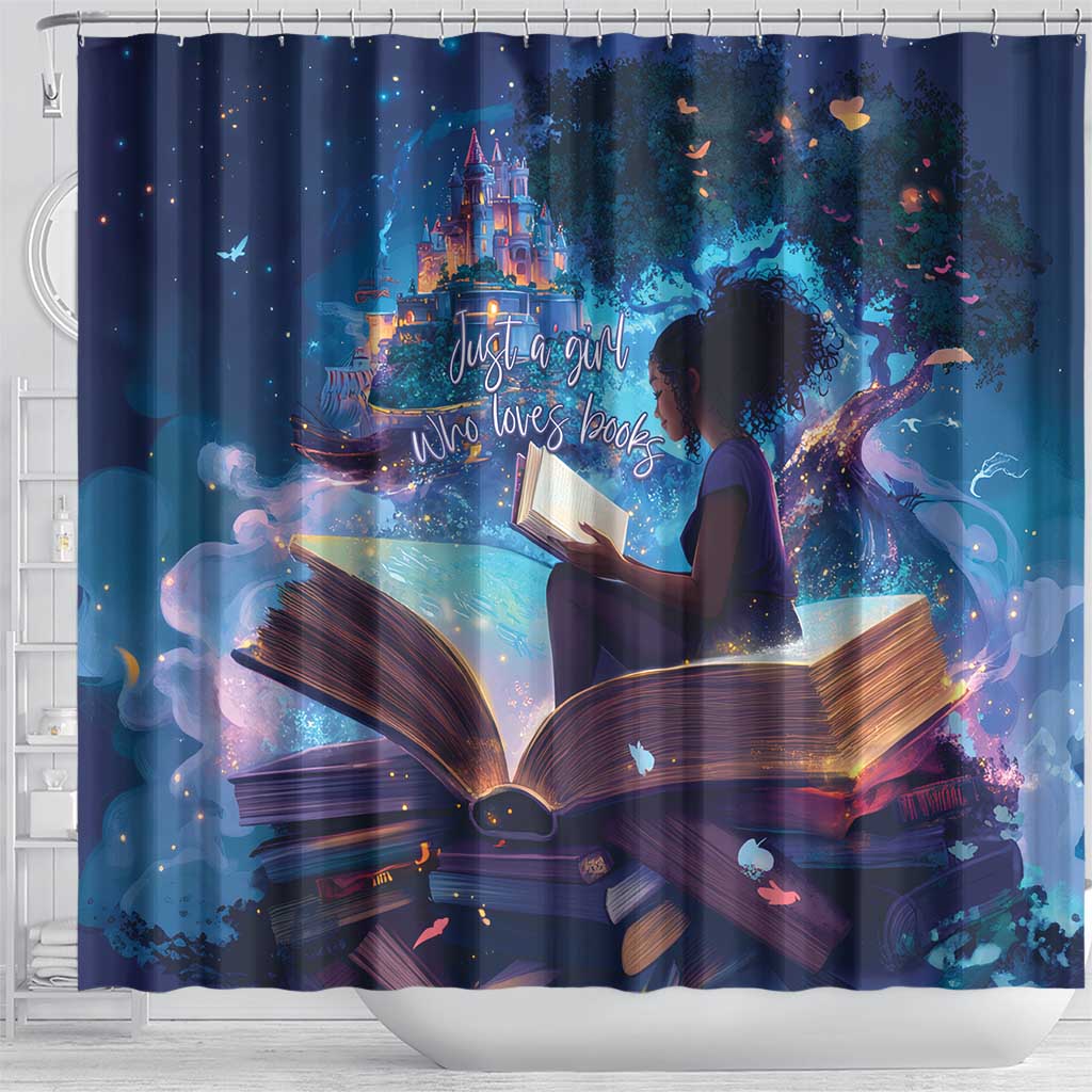 Black Girls Book Lovers Shower Curtain Just A Girl Who Loves Books LT15