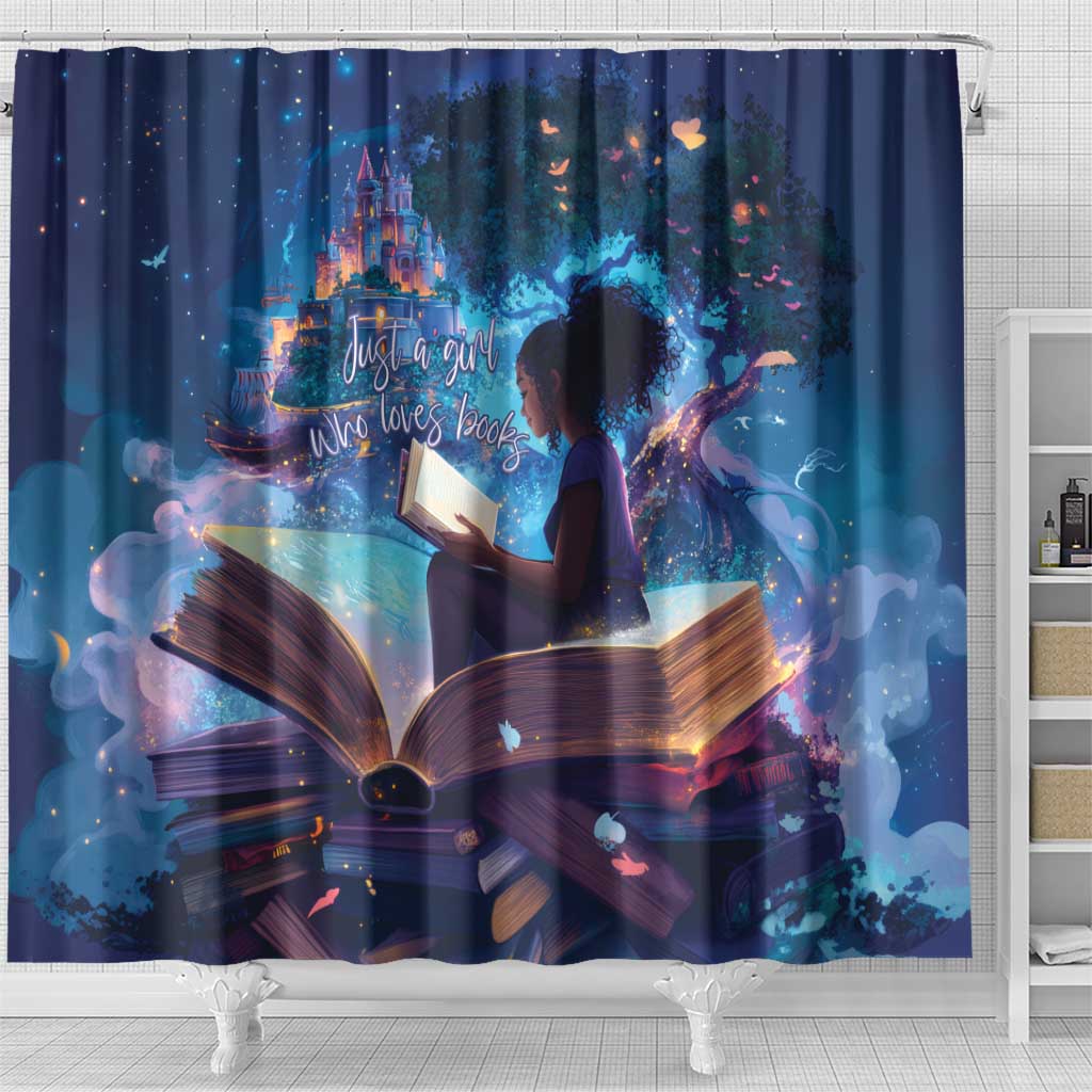 Black Girls Book Lovers Shower Curtain Just A Girl Who Loves Books LT15