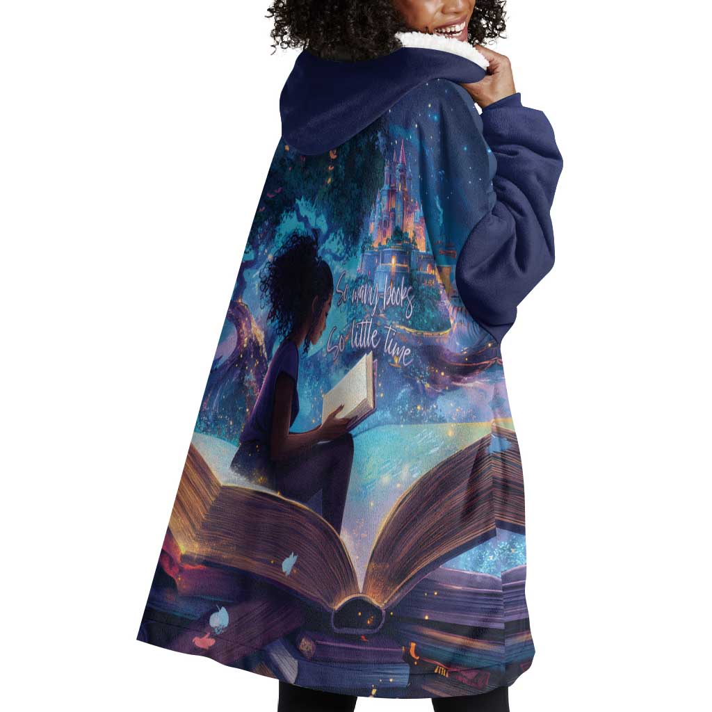 Black Girls Book Lovers Wearable Blanket Hoodie So Many Books - So Little Time LT15