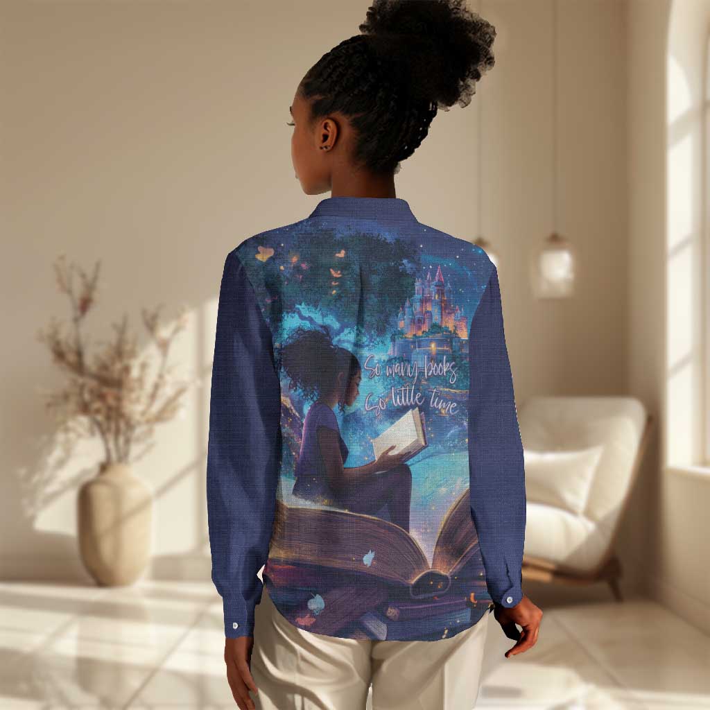 Black Girls Book Lovers Women Casual Shirt So Many Books - So Little Time LT15