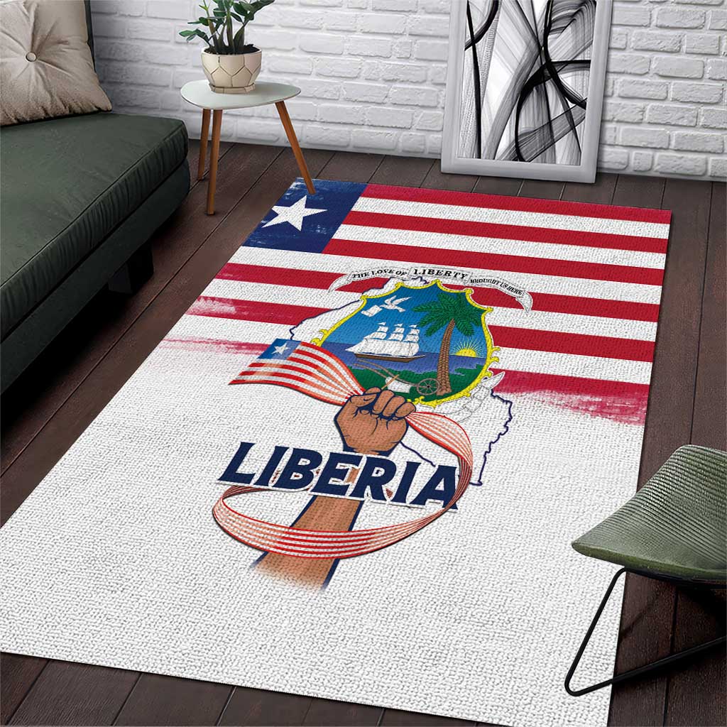 Liberia Flag Day Area Rug Coat Of Arms With Map LT15
