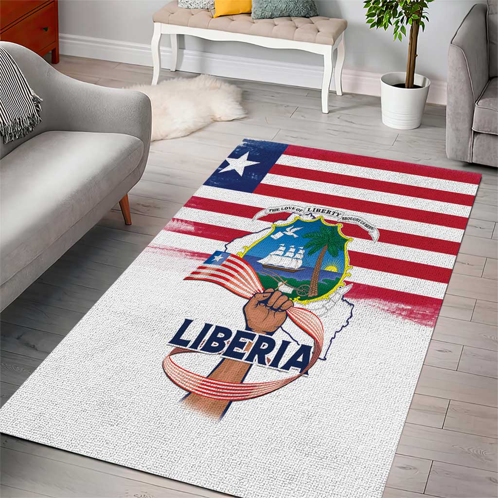 Liberia Flag Day Area Rug Coat Of Arms With Map LT15