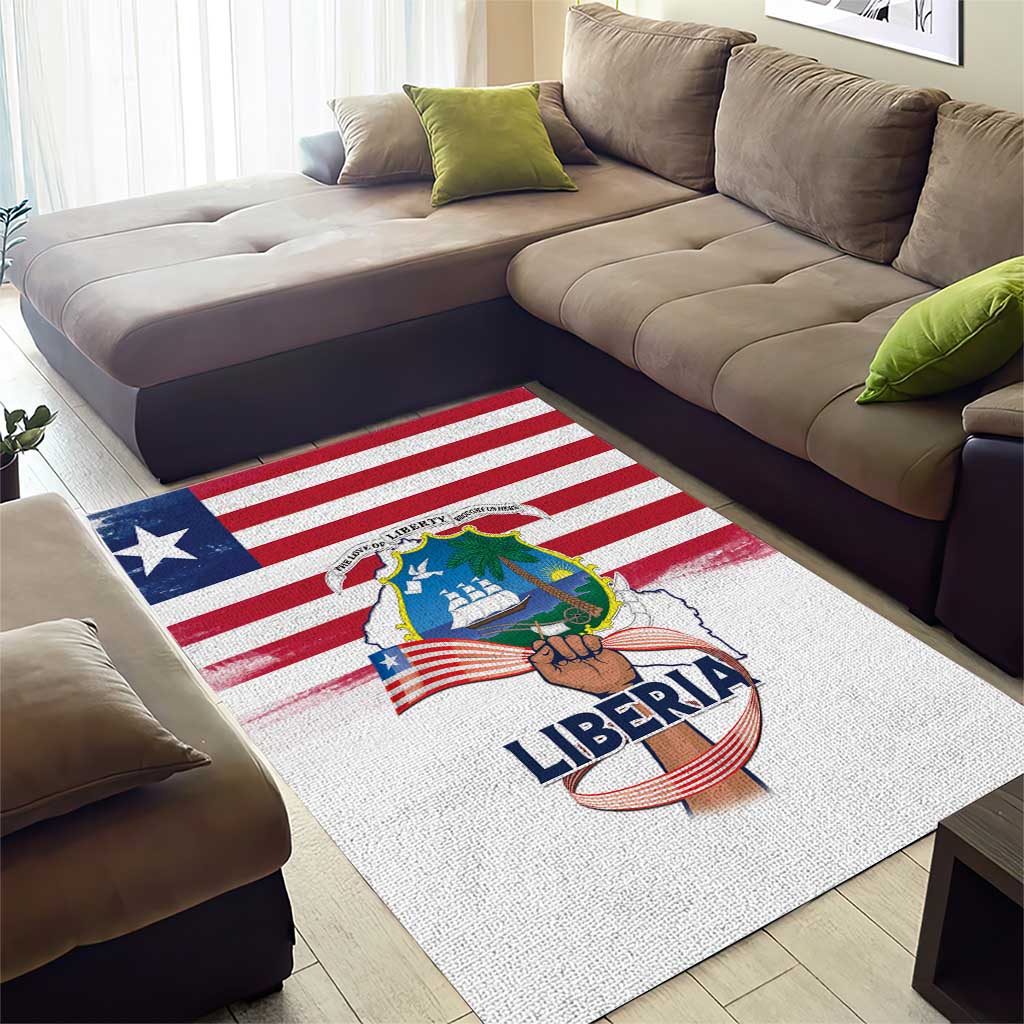 Liberia Flag Day Area Rug Coat Of Arms With Map LT15