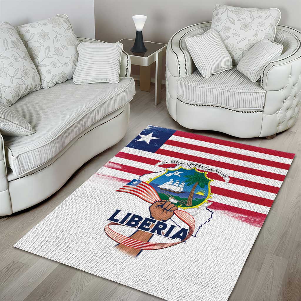 Liberia Flag Day Area Rug Coat Of Arms With Map LT15