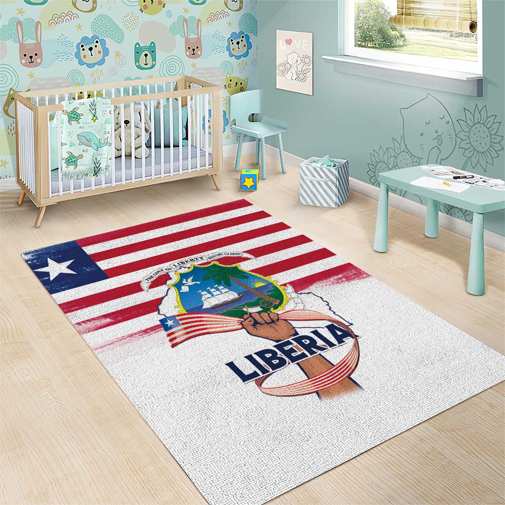 Liberia Flag Day Area Rug Coat Of Arms With Map LT15