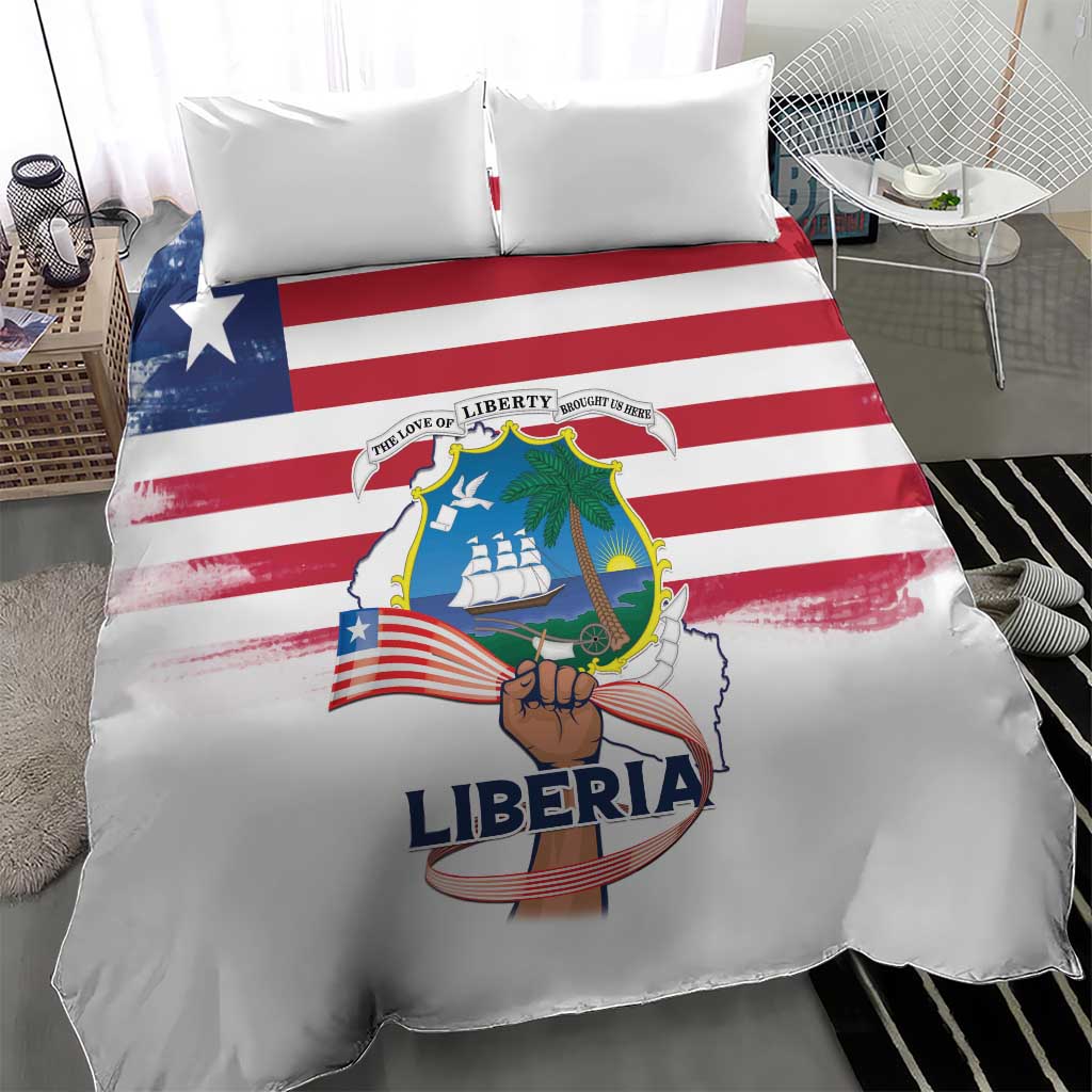 Liberia Flag Day Bedding Set Coat Of Arms With Map LT15