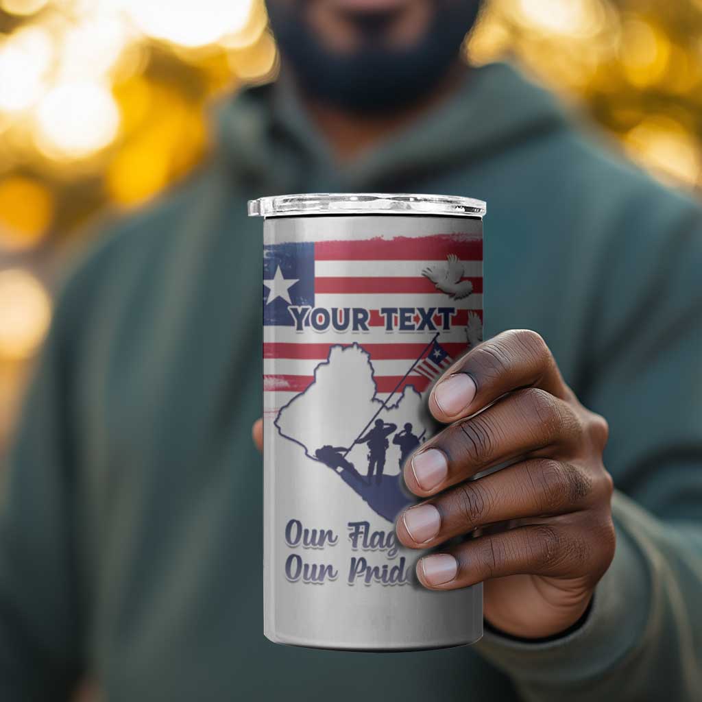 Personalised Liberia Flag Day 4 in 1 Can Cooler Tumbler Coat Of Arms With Map LT15