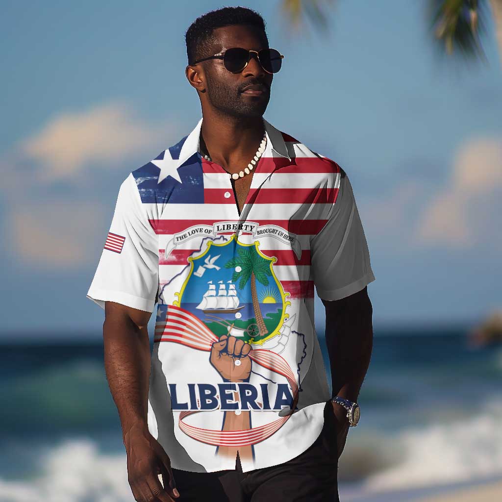 Personalised Liberia Flag Day Hawaiian Shirt Coat Of Arms With Map LT15