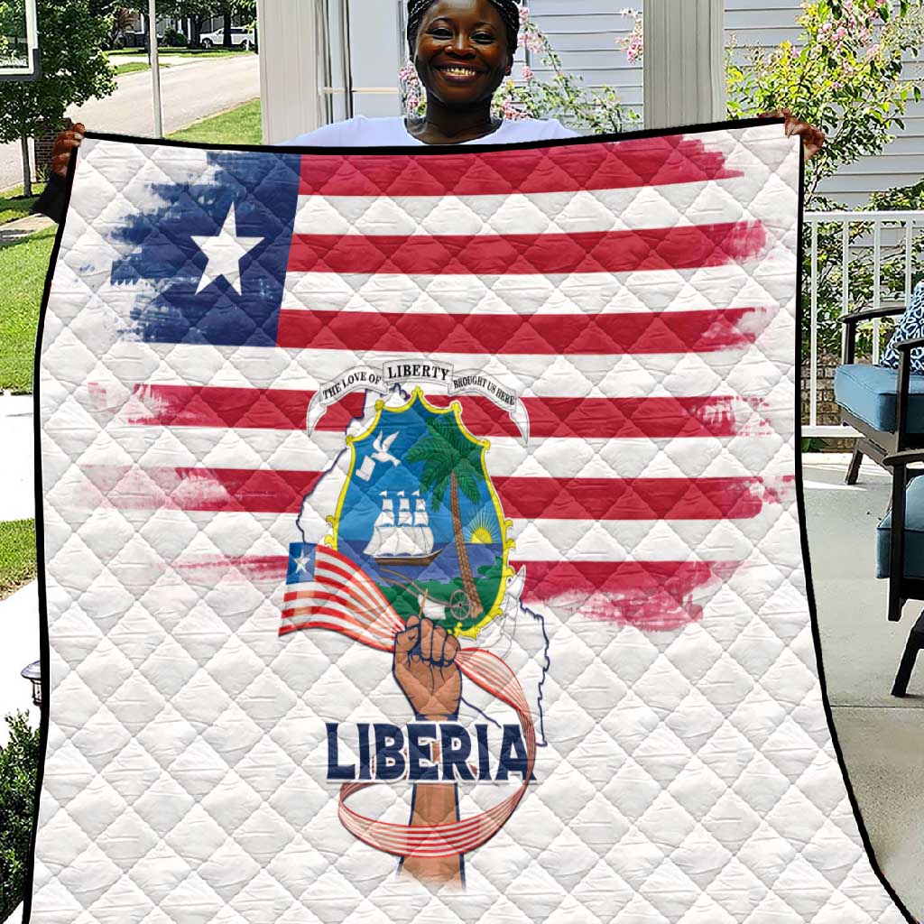 Liberia Flag Day Quilt Coat Of Arms With Map LT15