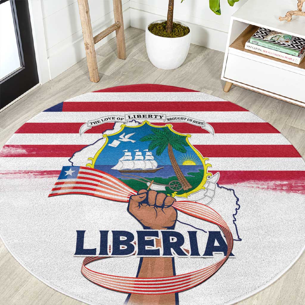 Liberia Flag Day Round Carpet Coat Of Arms With Map LT15