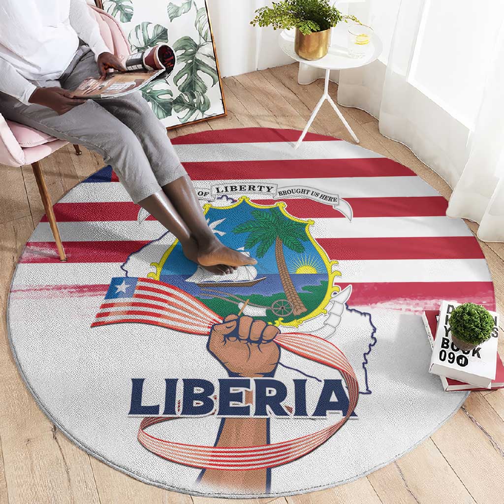 Liberia Flag Day Round Carpet Coat Of Arms With Map LT15