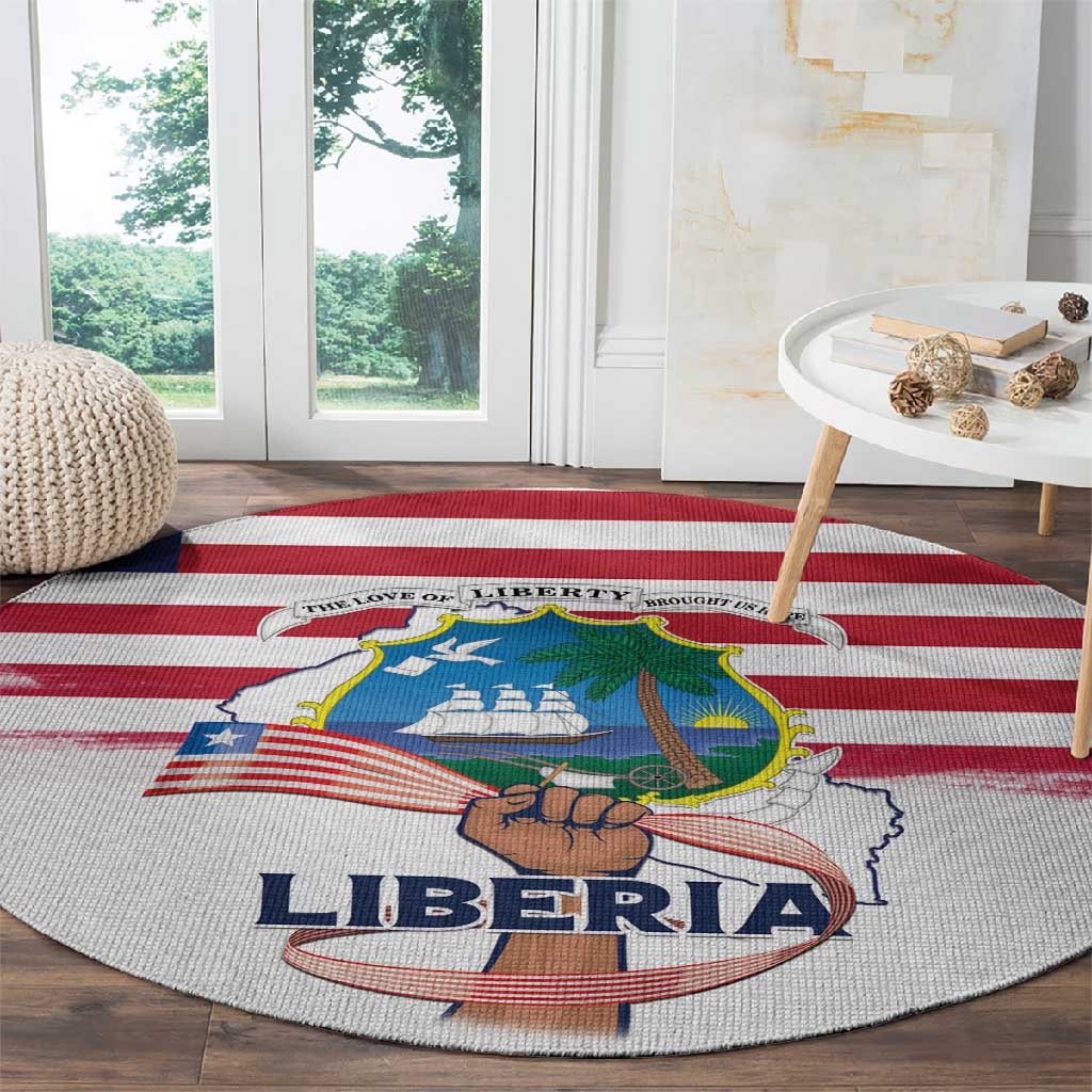 Liberia Flag Day Round Carpet Coat Of Arms With Map LT15