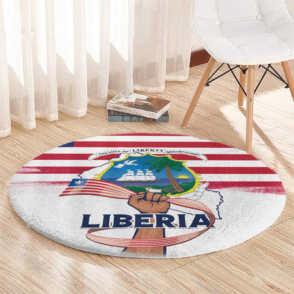 Liberia Flag Day Round Carpet Coat Of Arms With Map LT15