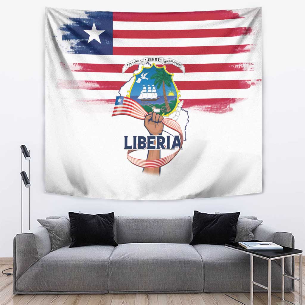 Liberia Flag Day Tapestry Coat Of Arms With Map LT15