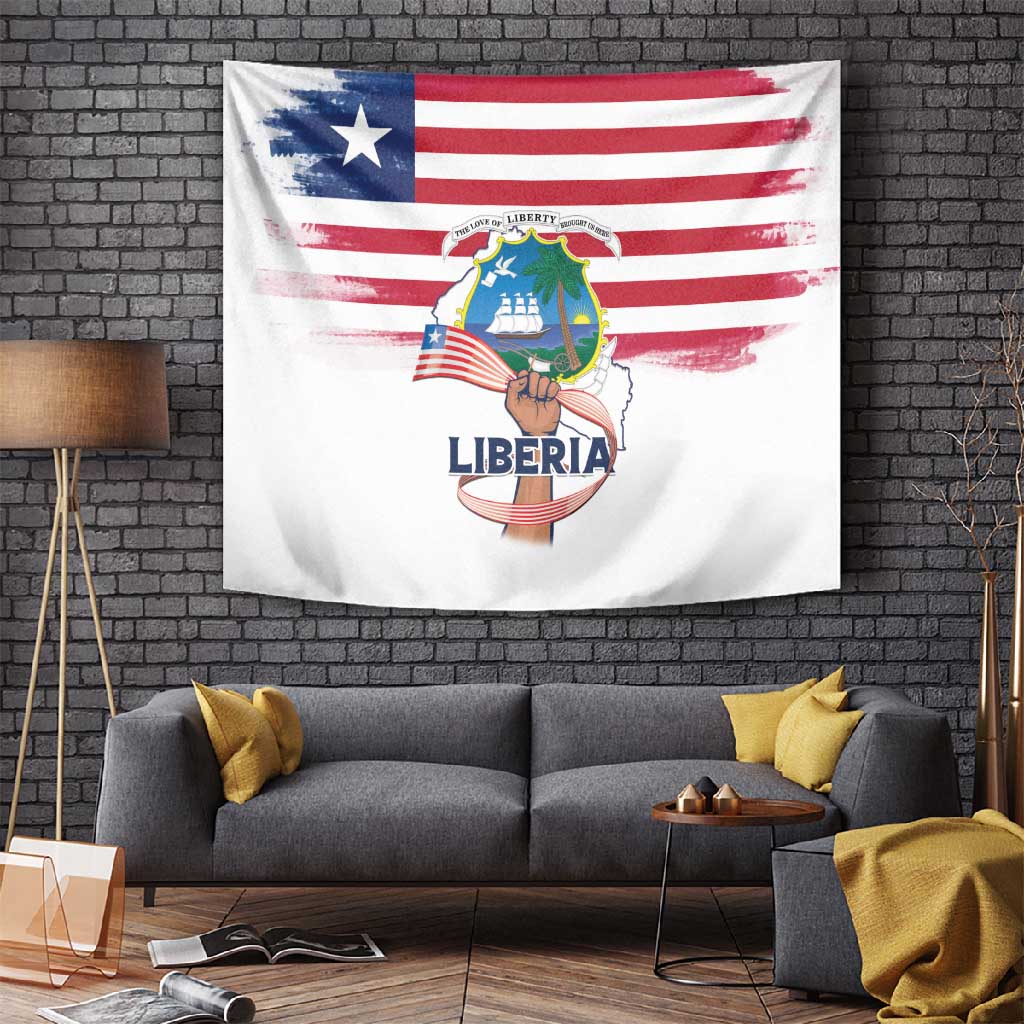Liberia Flag Day Tapestry Coat Of Arms With Map LT15