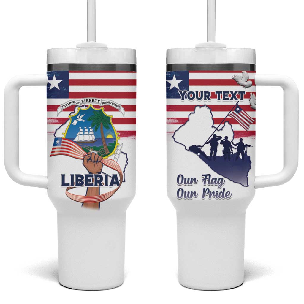 Personalised Liberia Flag Day Tumbler With Handle Coat Of Arms With Map LT15