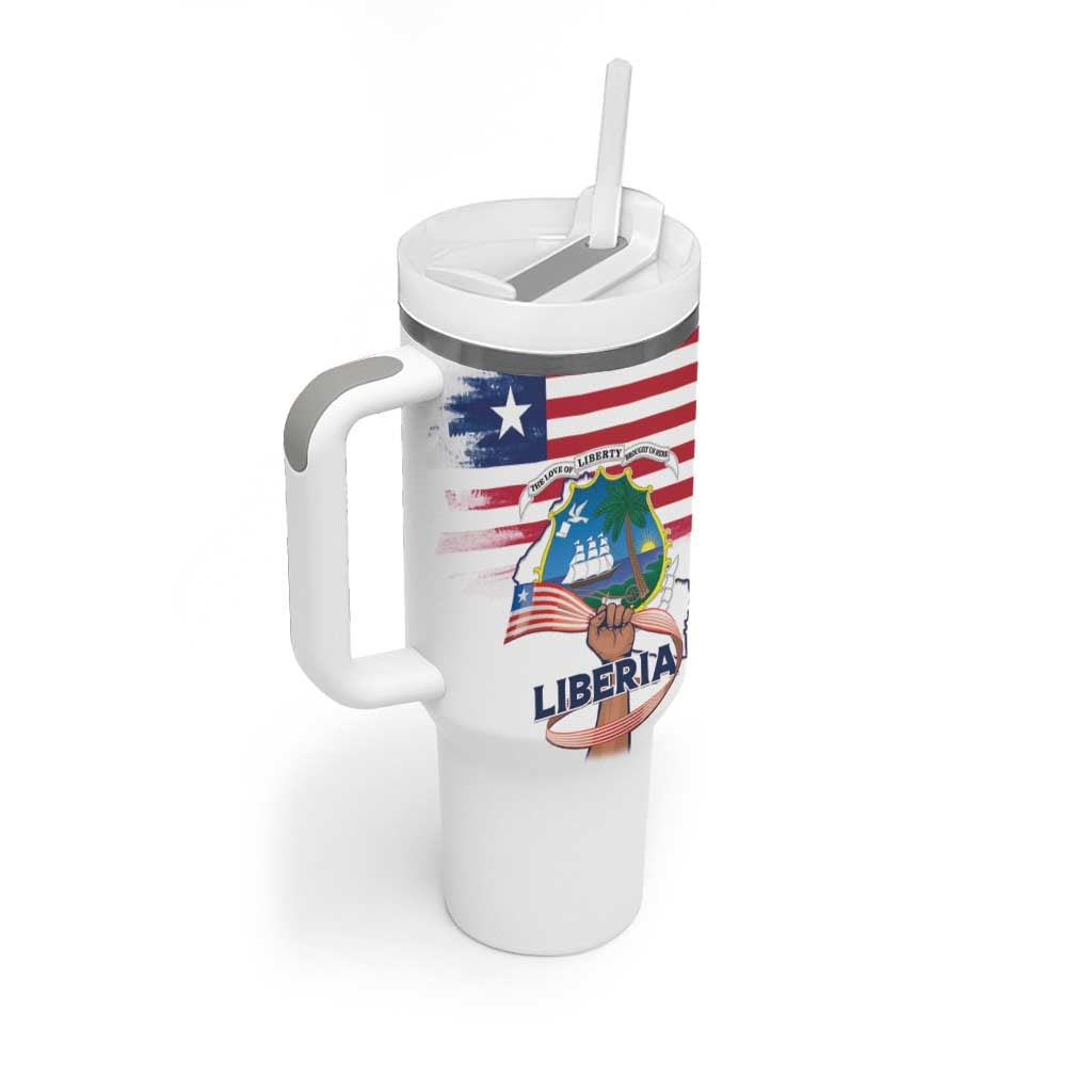 Personalised Liberia Flag Day Tumbler With Handle Coat Of Arms With Map LT15