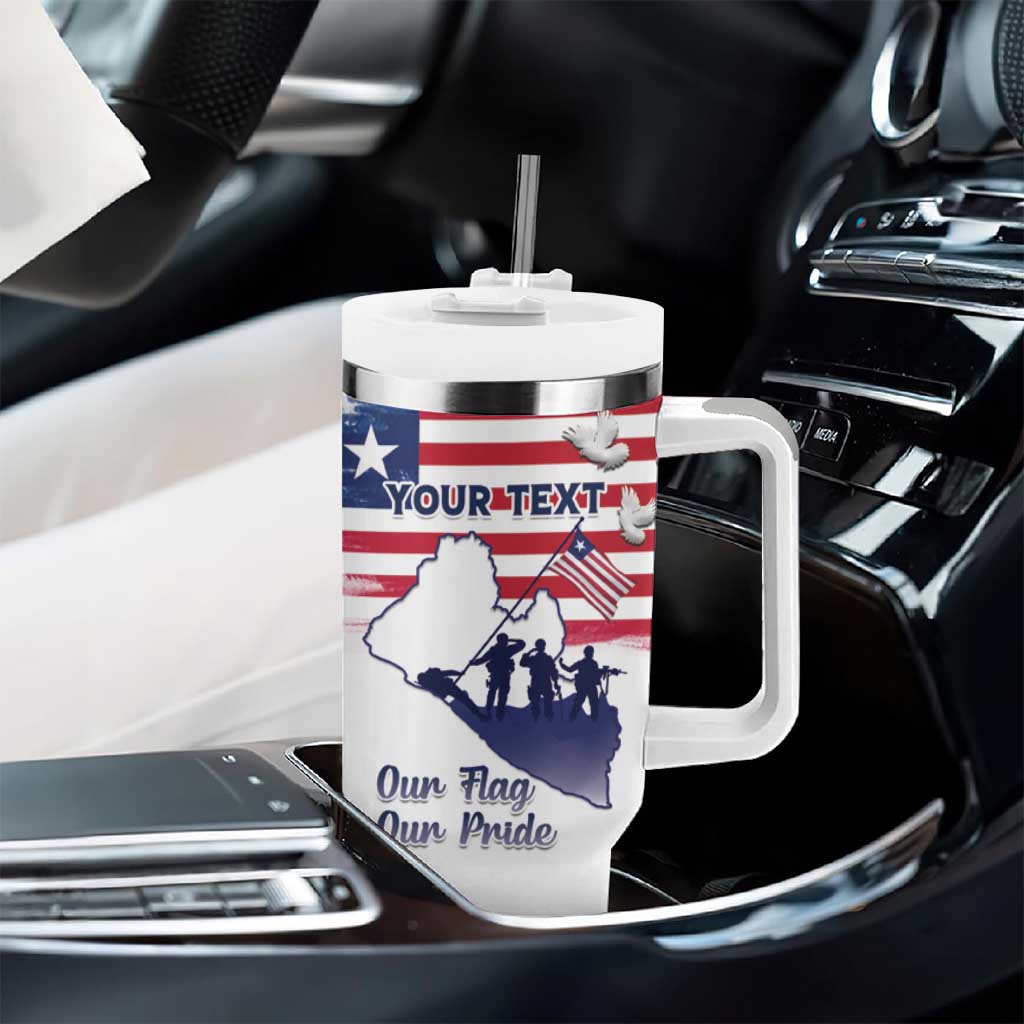 Personalised Liberia Flag Day Tumbler With Handle Coat Of Arms With Map LT15