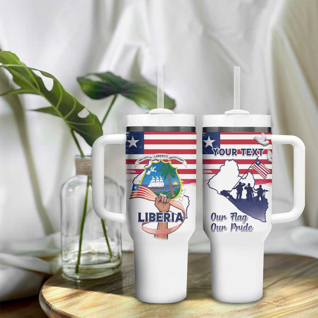 Personalised Liberia Flag Day Tumbler With Handle Coat Of Arms With Map LT15