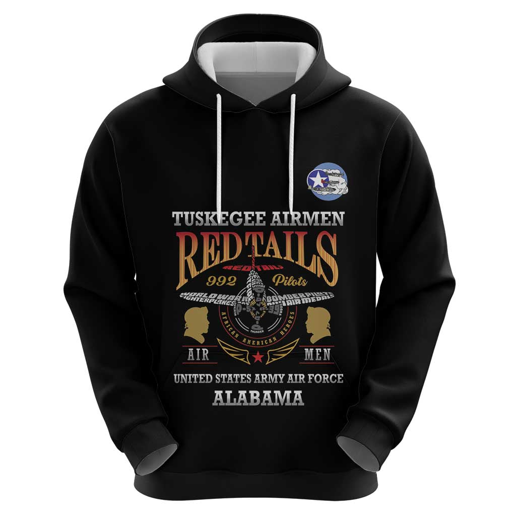 Personalized Red Tails Legacy Hoodie Tuskegee Airmen WWII Heroes - Black Color LT15
