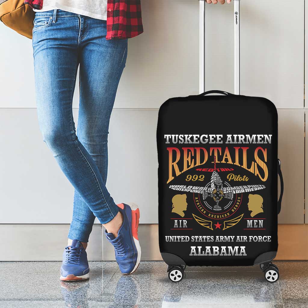 Red Tails Legacy Luggage Cover Tuskegee Airmen WWII Heroes - Black Color LT15