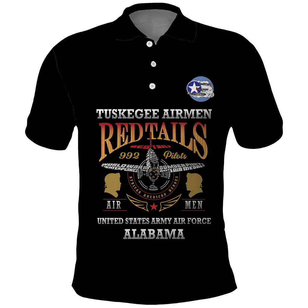 Personalized Red Tails Legacy Polo Shirt Tuskegee Airmen WWII Heroes - Black Color LT15