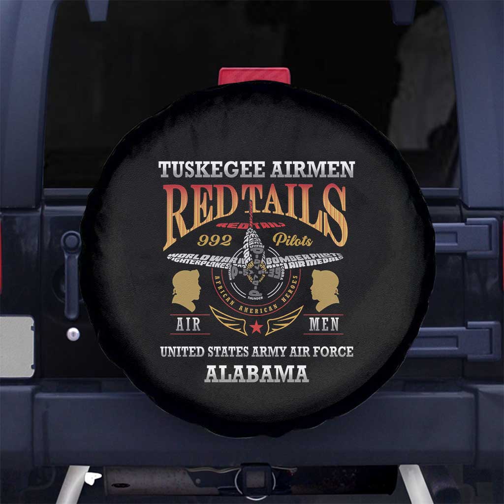 Red Tails Legacy Spare Tire Cover Tuskegee Airmen WWII Heroes - Black Color LT15