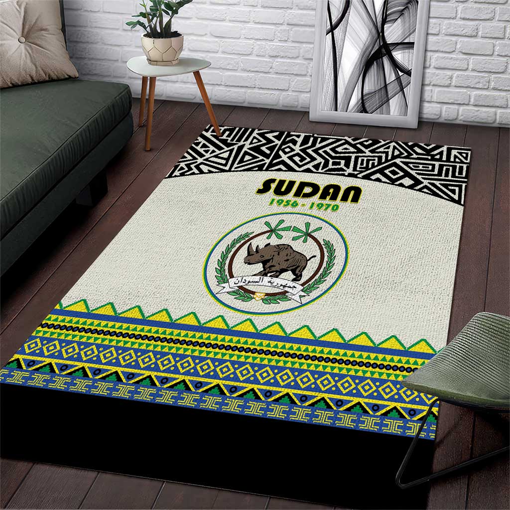 Sudan Area Rug Coat Of Arms 1956-1970 With African Pattern LT15