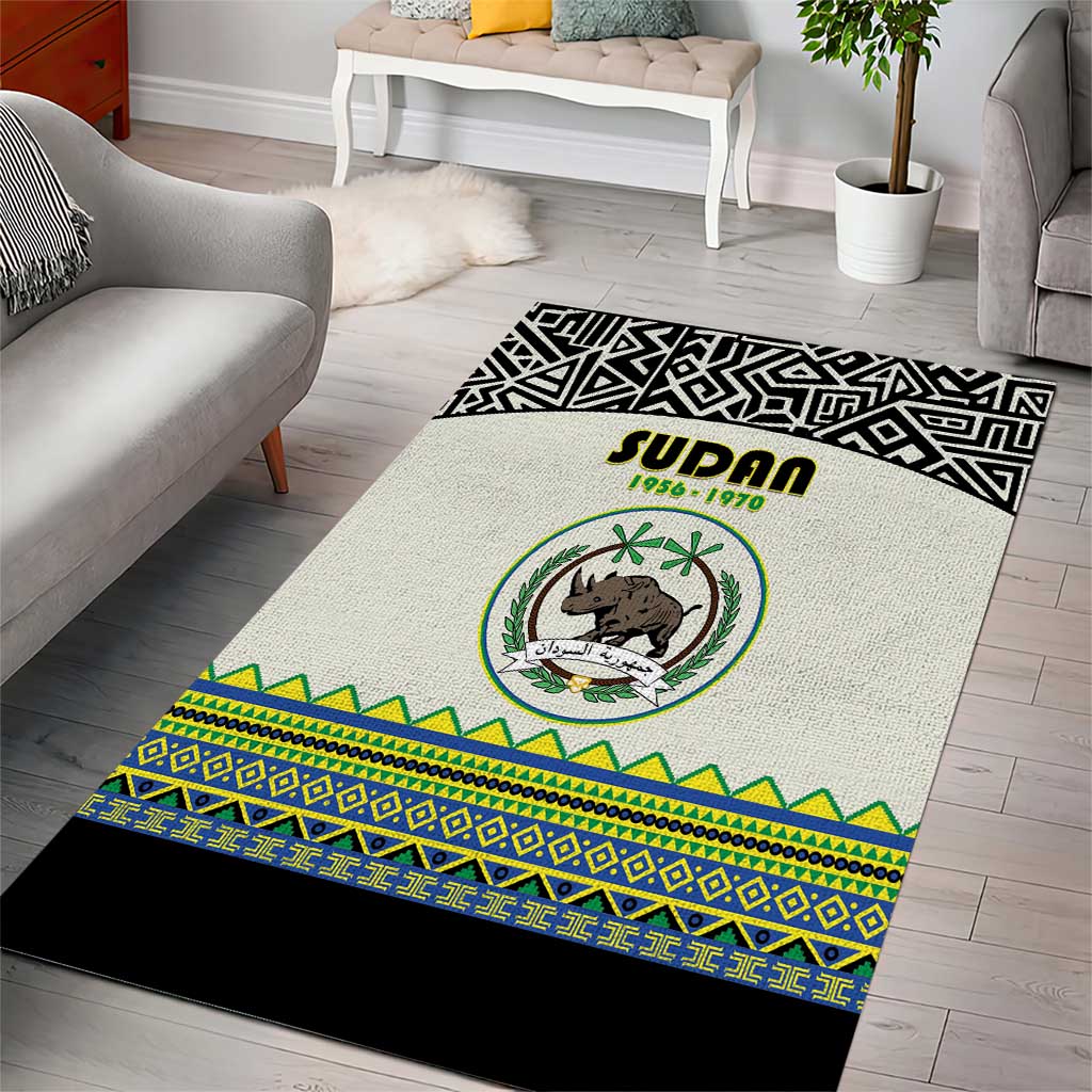 Sudan Area Rug Coat Of Arms 1956-1970 With African Pattern LT15