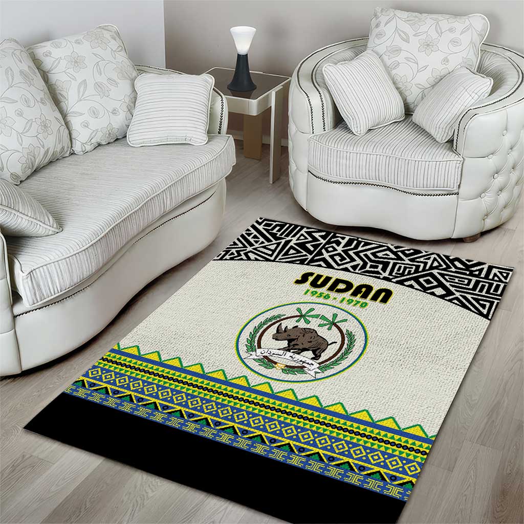 Sudan Area Rug Coat Of Arms 1956-1970 With African Pattern LT15