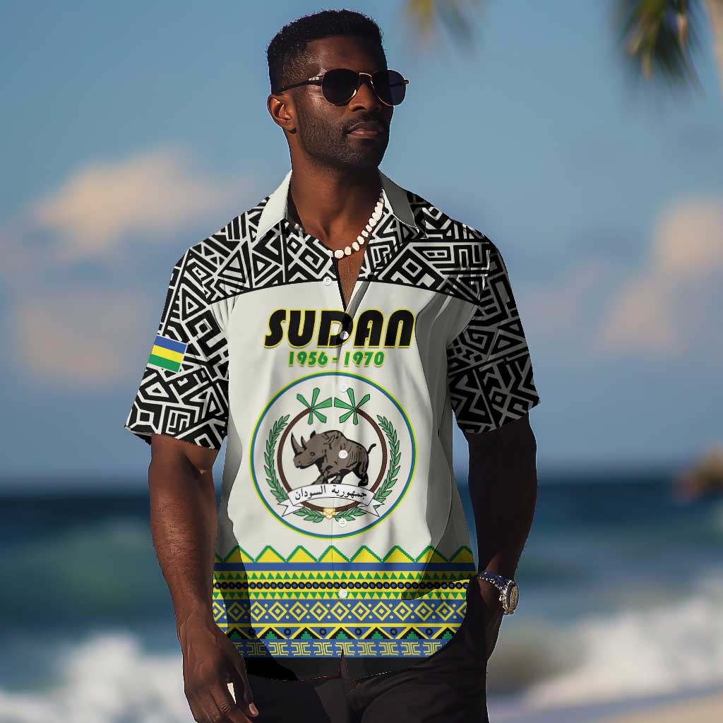 Personalized Sudan Hawaiian Shirt Coat Of Arms 1956-1970 With African Pattern LT15