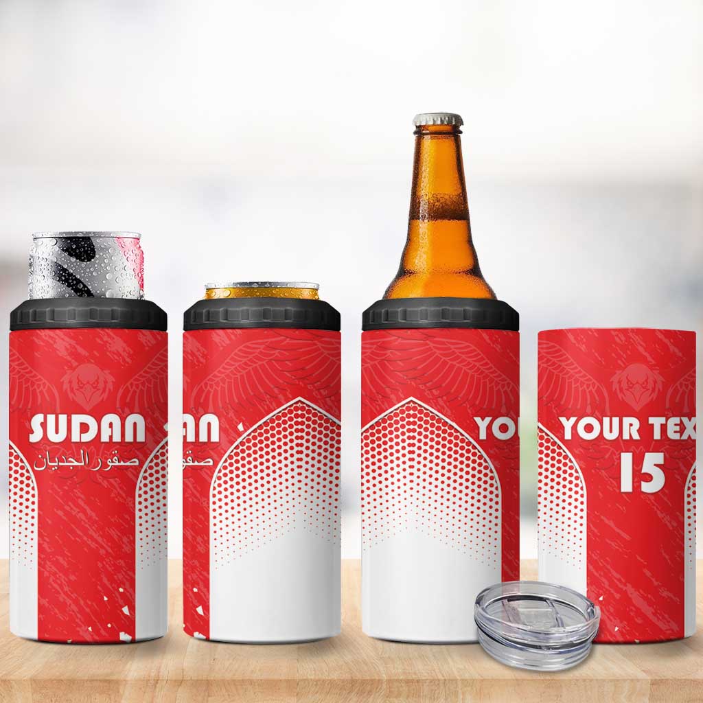 Custom Sudan Football 4 in 1 Can Cooler Tumbler Yalla Falcons of Jediane LT15