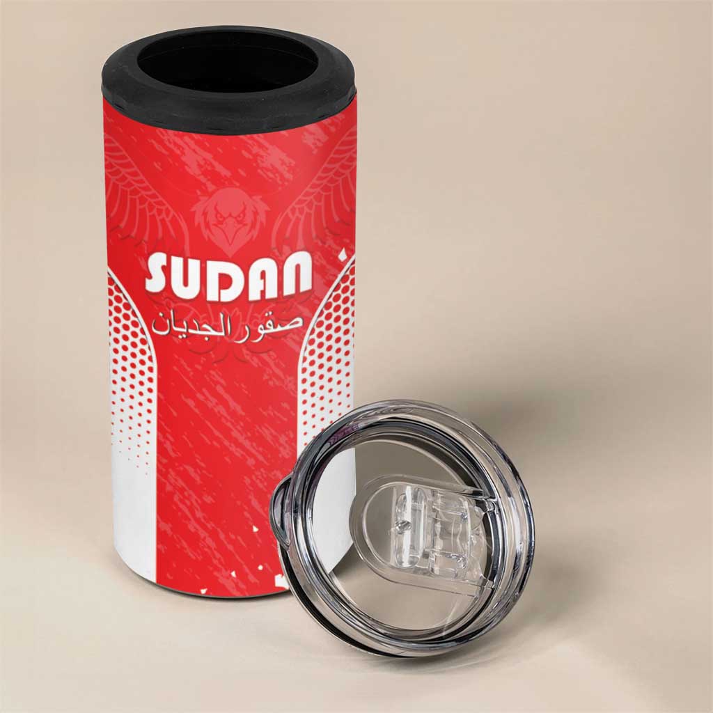 Custom Sudan Football 4 in 1 Can Cooler Tumbler Yalla Falcons of Jediane LT15