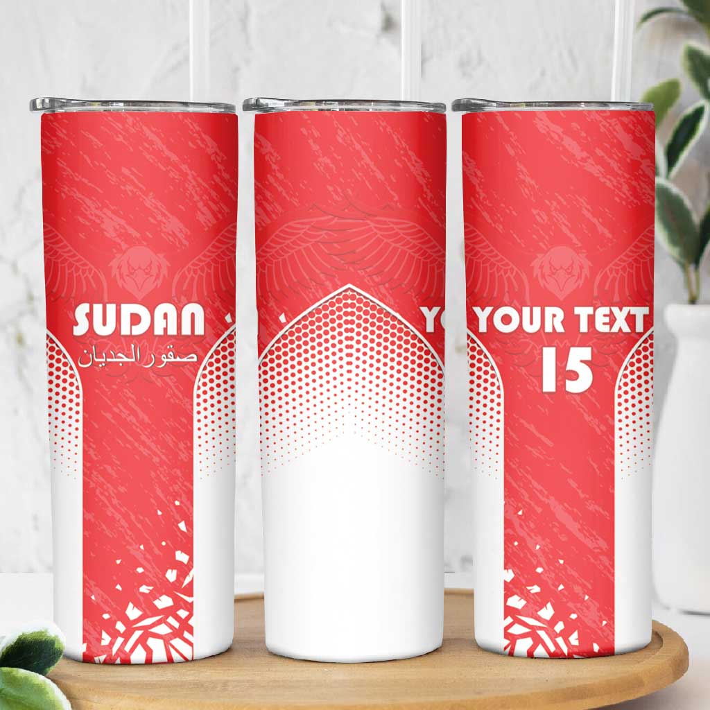 Custom Sudan Football Skinny Tumbler Yalla Falcons of Jediane LT15