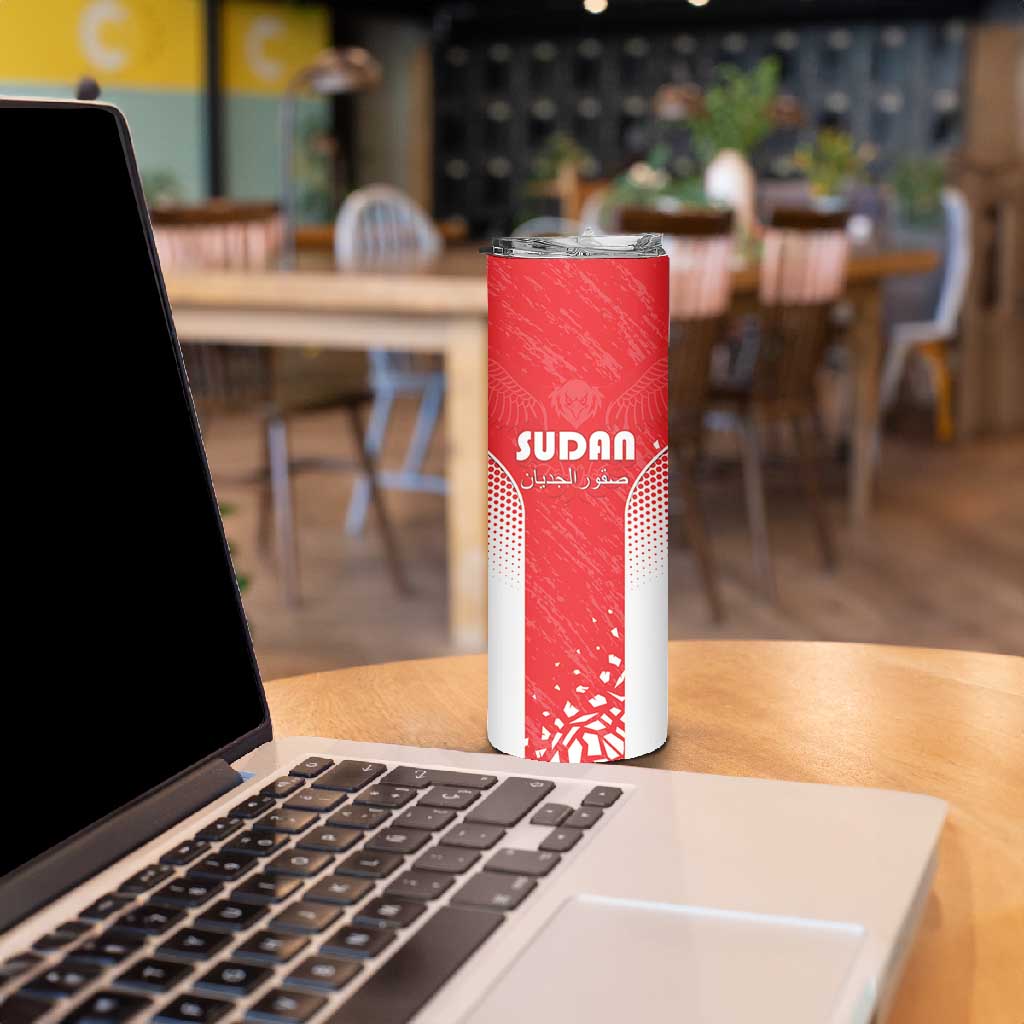 Custom Sudan Football Skinny Tumbler Yalla Falcons of Jediane LT15