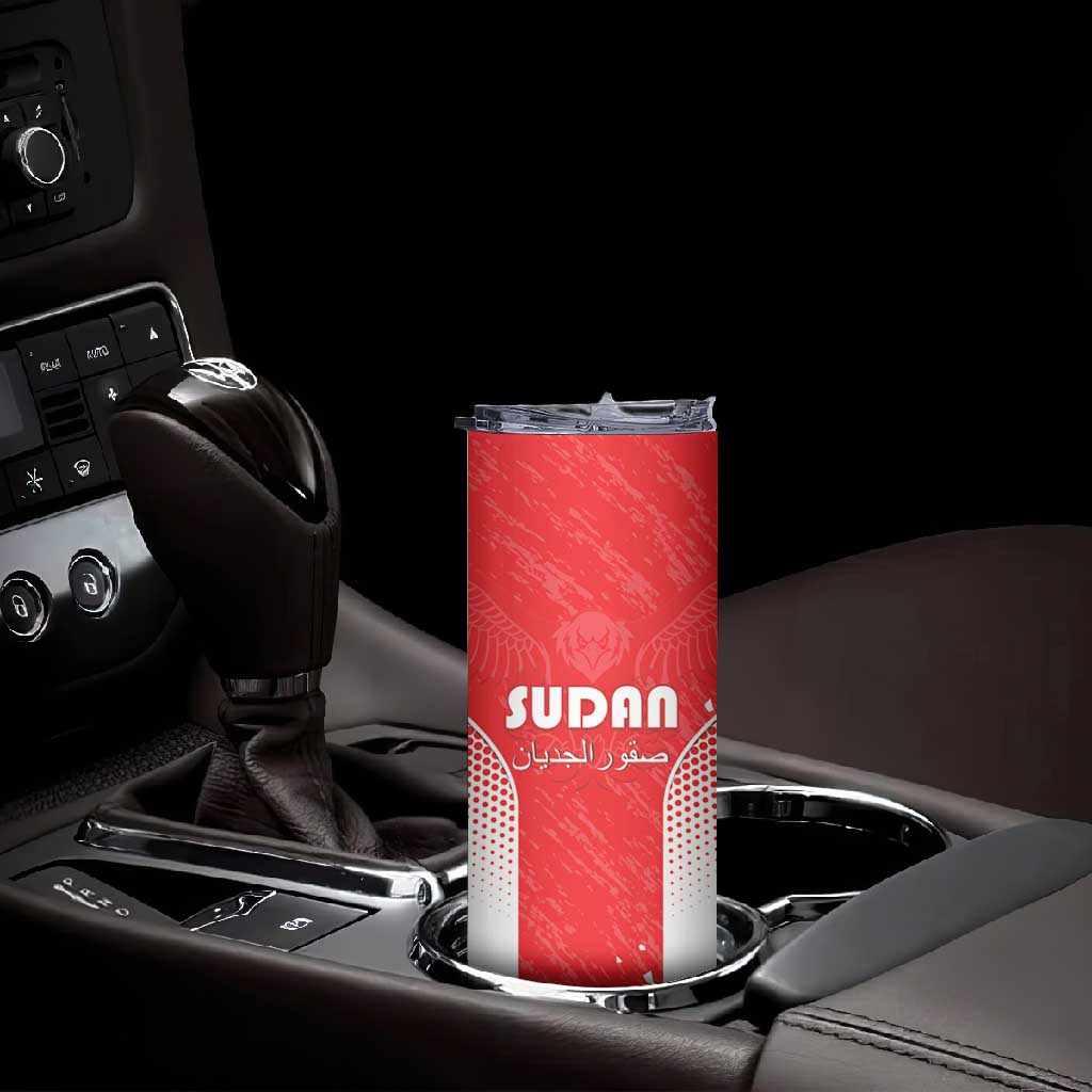 Custom Sudan Football Skinny Tumbler Yalla Falcons of Jediane LT15