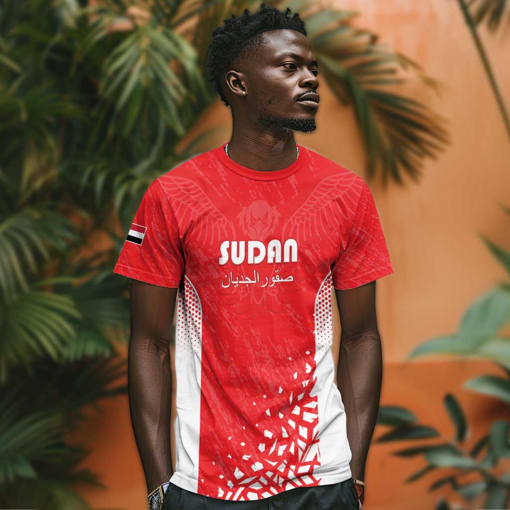 Custom Sudan Football T shirt Yalla Falcons of Jediane LT15