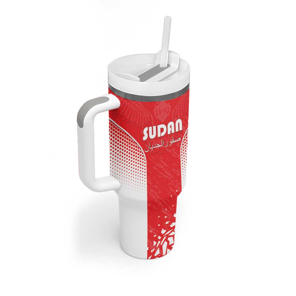Custom Sudan Football Tumbler With Handle Yalla Falcons of Jediane LT15