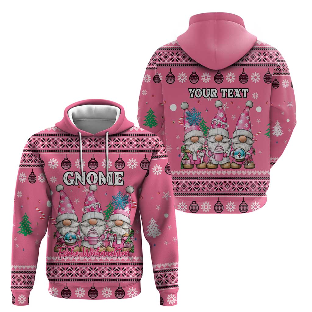 Personalised Germany Christmas Hoodie Cute Pink Gnome Frohe Weihnachten LT15
