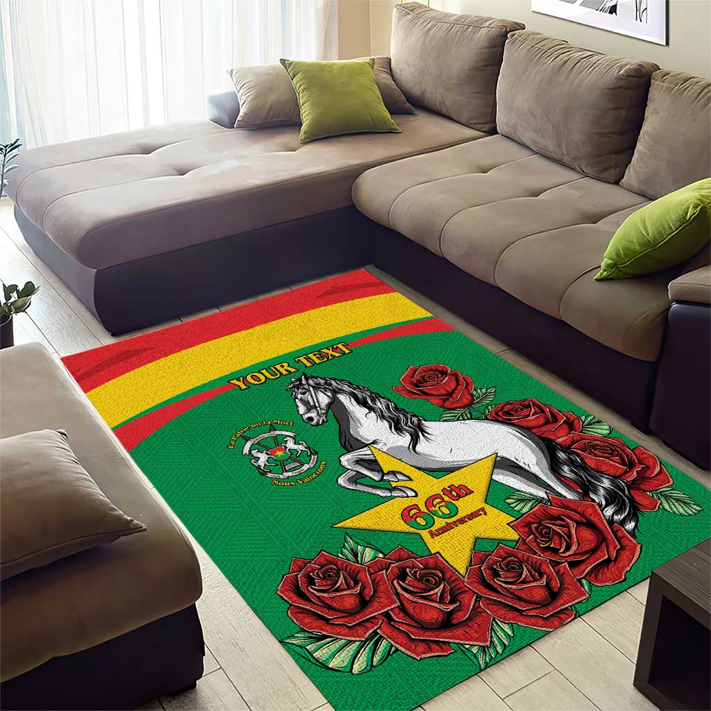 Personalized Burkina Faso Area Rug White Stallion With Red Rose - Republic Day LT15