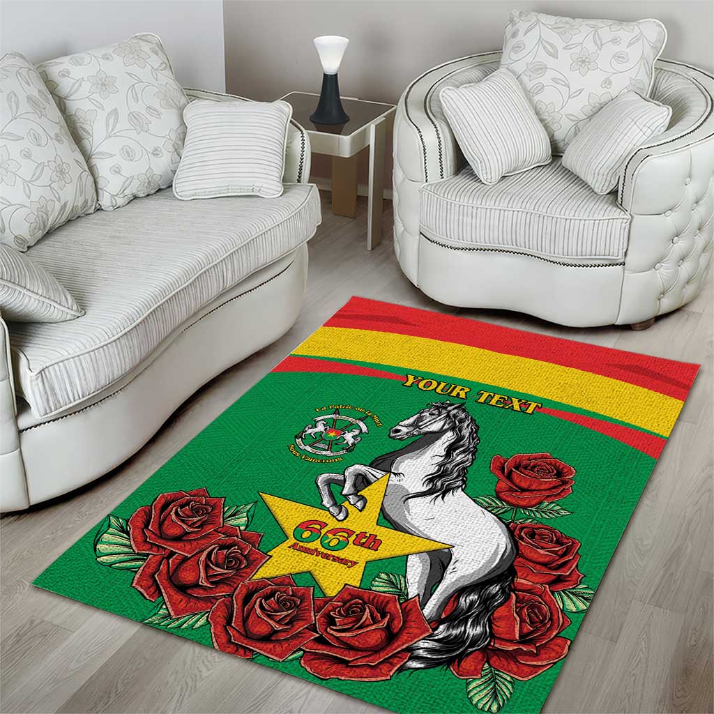 Personalized Burkina Faso Area Rug White Stallion With Red Rose - Republic Day LT15