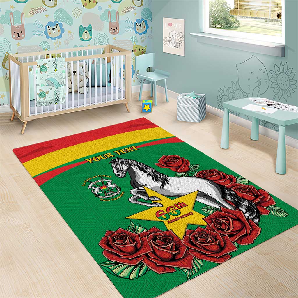 Personalized Burkina Faso Area Rug White Stallion With Red Rose - Republic Day LT15